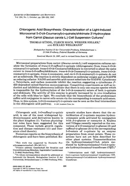 Chlorogenic Acid Biosynthesis: Characterization of a Light-Induced