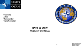 NATO C2 of EW Overview and Q & A