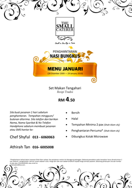 Nasi Bungkus Menu Januari