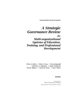 A Strategic Governance Review for Multi-Organizational Systems of Education, Training, and Professional Development