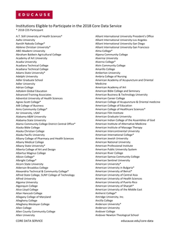 Institutions Eligible to Participate in the 2018 Core Data Service * 2018 CDS Participant