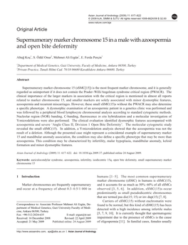 Supernumerary Marker Chromosome 15 in a Male with Azoospermia and Open Bite Deformity