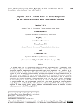 Compound Effect of Local and Remote Sea Surface Temperatures on the Unusual 2018 Western North Pacific Summer Monsoon