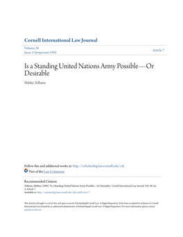 Is a Standing United Nations Army Possible—Or Desirable Shibley Telhami