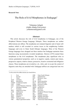 The Role of K/T/D Morphemes in Endegagn1