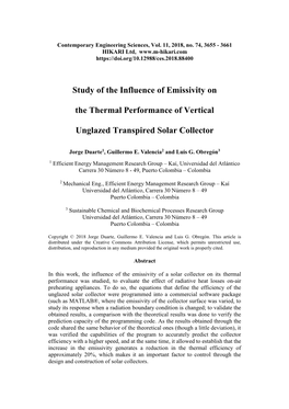 Study of the Influence of Emissivity on the Thermal Performance of Vertical