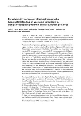 Parasitoids (Hymenoptera) of Leaf-Spinning Moths (Lepidoptera) Feeding on Vaccinium Uliginosum L