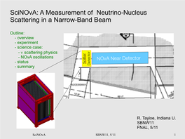 Scinova: a Measurement of Neutrino-Nucleus Scattering in a Narrow-Band Beam