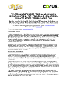 Teletoon Bolsters Its Position As Canada's