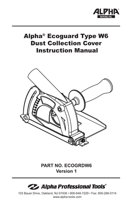 Alpha® Ecoguard Type W6 Dust Collection Cover Instruction Manual