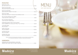 Cafe Bar Madeira Menu