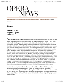 OPERA NEWS - Tosca