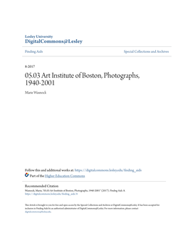 05.03 Art Institute of Boston, Photographs, 1940-2001 Marie Wasnock