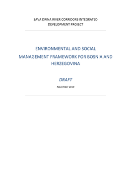 Environmental and Social Management Framework for Bosnia and Herzegovina