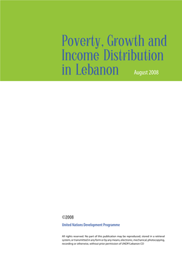 Poverty, Growth and Income Distribution in Lebanon August 2008