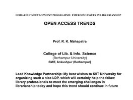 Open Access Trends