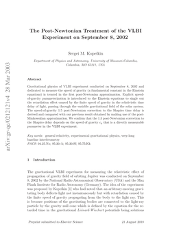 The Post-Newtonian Treatment of the VLBI Experiment on September 8