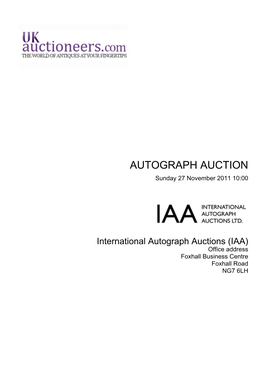 AUTOGRAPH AUCTION Sunday 27 November 2011 10:00
