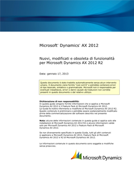 Microsoft® Dynamics® AX 2012