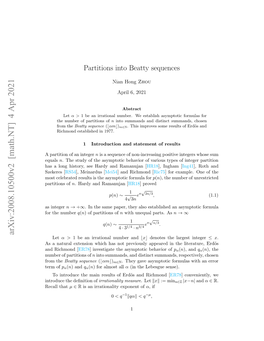 Arxiv:2008.10500V2 [Math.NT] 4 Apr 2021