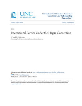 International Service Under the Hague Convention W