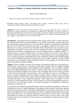 Depletion Gilding: an Ancient Method for Surface Enrichment of Gold Alloys