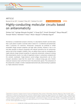 Highly-Conducting Molecular Circuits Based on Antiaromaticity