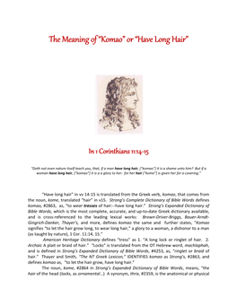 The Meaning of “Komao” Or “Have Long Hair”