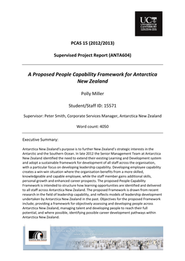 A Proposed People Capability Framework for Antarctica New Zealand