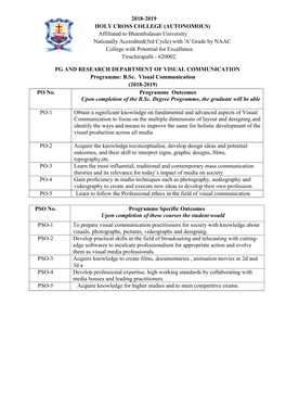 2018-2019 HOLY CROSS COLLEGE (AUTONOMOUS) Affiliated To