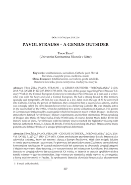 Pavol Strauss – a Genius Outsider