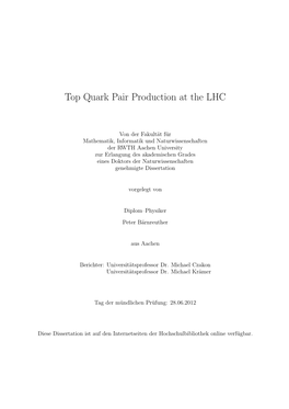 Top Quark Pair Production at the LHC