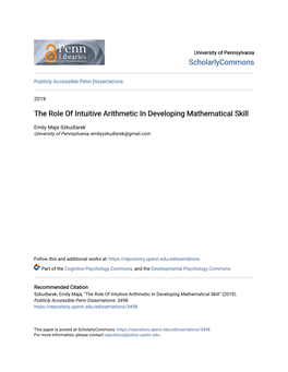 The Role of Intuitive Arithmetic in Developing Mathematical Skill