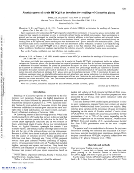 Frankia Spores of Strain Hfpcgi4 As Inoculum for Seedlings of Casuarina Glauca