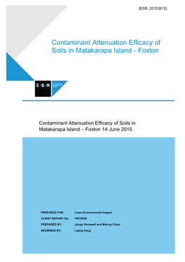 Contaminant Attenuation Efficacy of Soils in Matakarapa Island – Foxton 14 June 2015