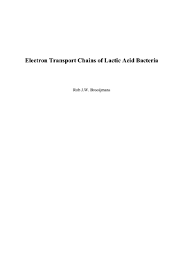 Electron Transport Chains of Lactic Acid Bacteria