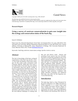 Bush Dog Data Survey
