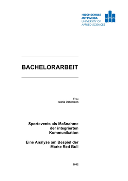 Sportevents Als Maßnahme Der Integrierten Kommunikation Eine Analyse Am Bespiel Der Marke Red Bull