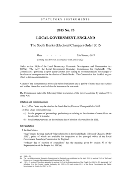 The South Bucks (Electoral Changes) Order 2015