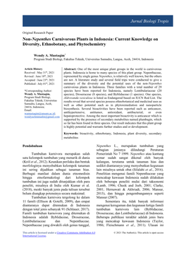 Jurnal Biologi Tropis Non-Nepenthes Carnivorous Plants in Indonesia