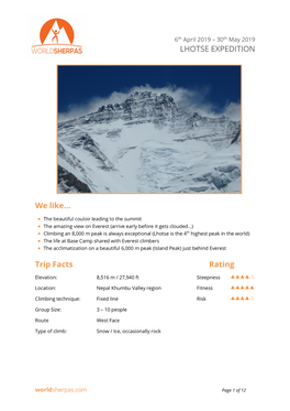 LHOTSE EXPEDITION We Like…