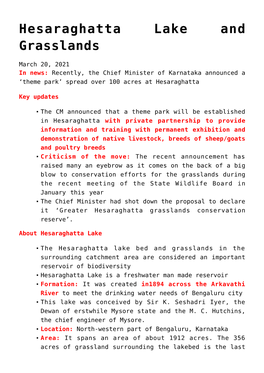 Hesaraghatta Lake and Grasslands