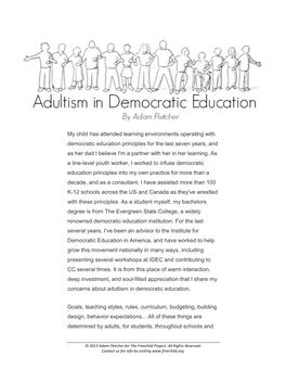 “Adultism in Democratic Education” by Adam Fletcher