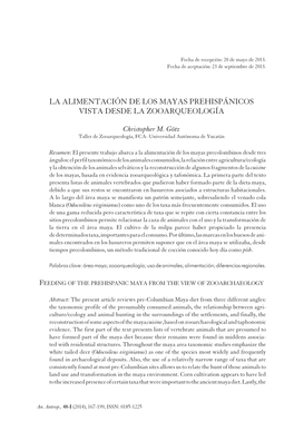 La Alimentación De Los Mayas Prehispánicos Vista Desde La Zooarqueología