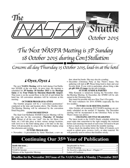 October 2015 NASFA Shuttle