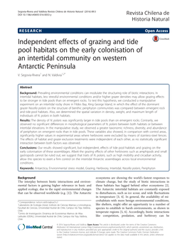 Independent Effects of Grazing and Tide Pool Habitats on the Early Colonisation of an Intertidal Community on Western Antarctic Peninsula V