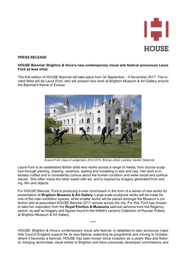 PRESS RELEASE HOUSE Biennial: Brighton & Hove's New