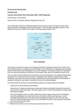 St Vincent De Paul Society Oceania Zone Cyclone Yasa Strikes Fiji in December 2020