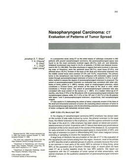 Nasopharyngeal Carcinoma: CT Evaluation of Patterns of Tumor Spread