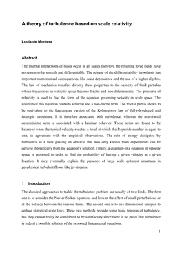 A Theory of Turbulence Based on Scale Relativity